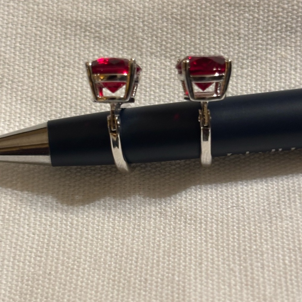 Red and Silver Gemstone Earrings - Picture 2 of 2
